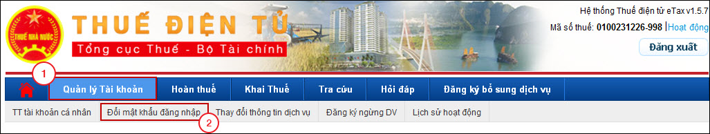 Bài ET3: Hướng dẫn đổi mật khẩu trên hệ thống Dịch vụ Thuế điện tử (eTax services) của Tổng cục Thuế tại địa chỉ http://thuedientu.gdt.gov.vn