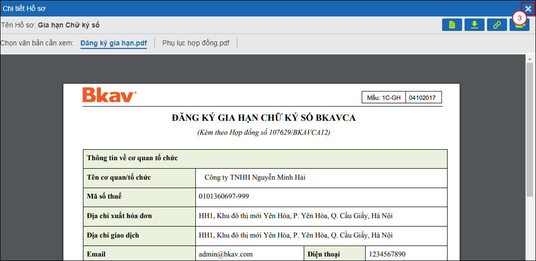 Bài HD6: Hướng dẫn hoàn thiện hồ sơ đăng ký sử dụng các dịch vụ của Bkav bằng việc Ký số Hồ sơ Điện tử