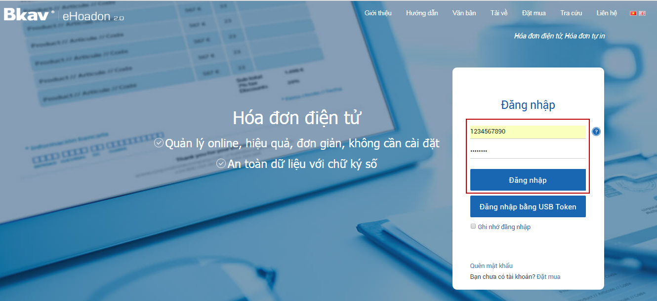 Bài LD3: Hướng dẫn đăng nhập trên hệ thống Bkav eHoadon