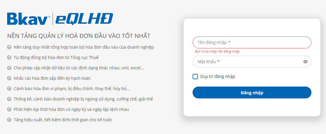 04 tính năng nổi trội không thể bỏ qua của phần mềm quản lý hóa đơn đầu vào Bkav eQLHD
