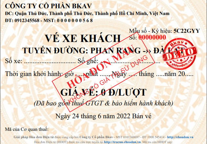 Vé xe điện tử - Vé xe khách điện tử - Bkav